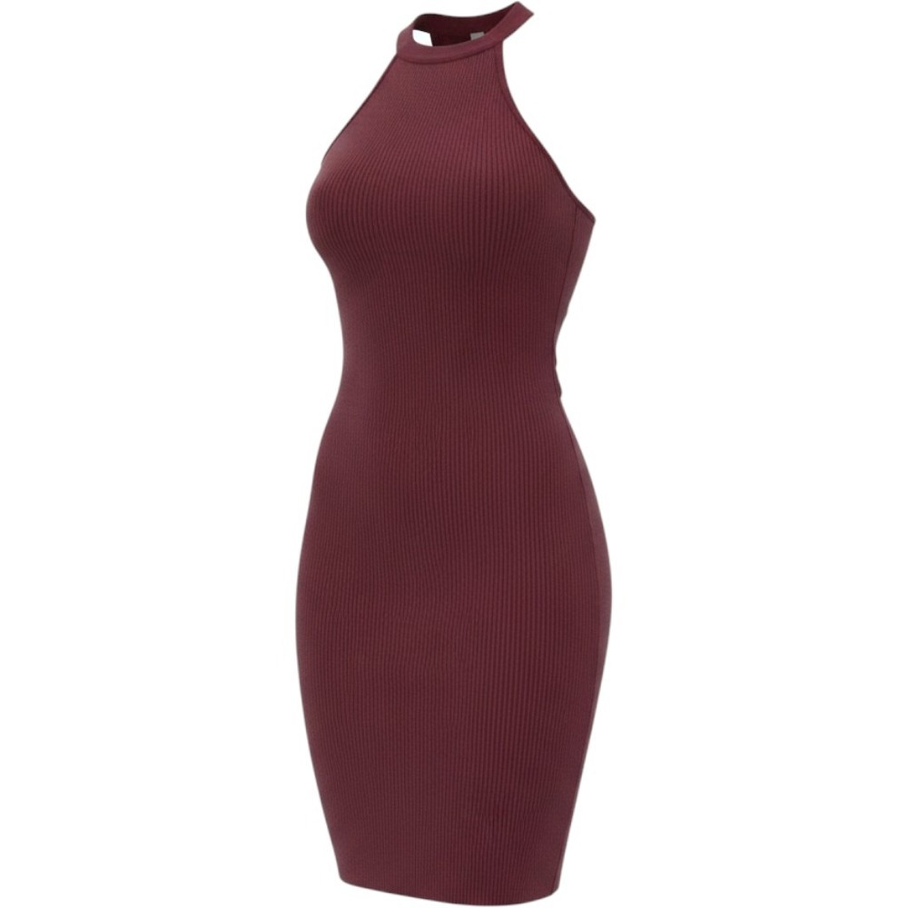 Windsor Women M Burgundy Bodycon Ribbed Cutout Mini Dress 21526W